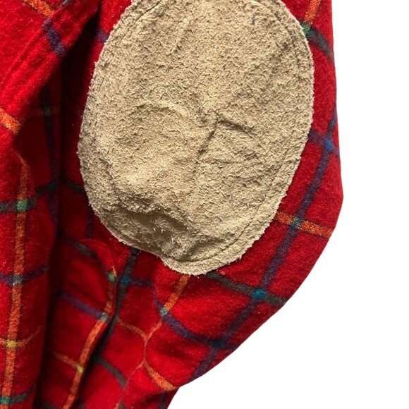 Pendleton Vintage 70's Lobo Red Wool Plaid Board Shirt with Elbow Patches - Picture 5 of 10